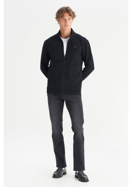 Pamuklu Relaxed Fit Dik Yaka Fermuarlı Selanik Örgü Sweatshirt fiyatları