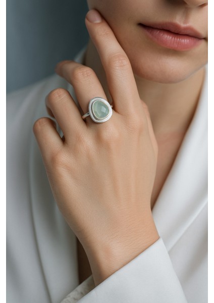 Yeşil Florit Doğal Taş 925 Ayar Gümüş Şık Yüzük fiyatları