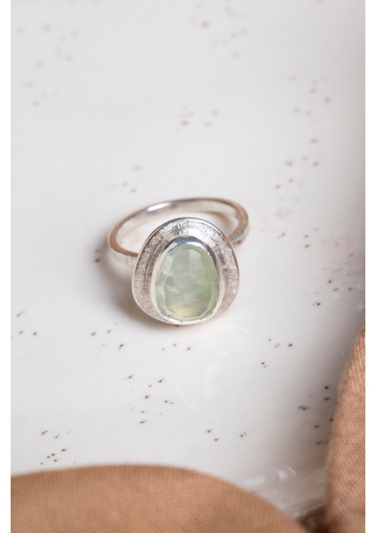 Yeşil Florit Doğal Taş 925 Ayar Gümüş Şık Yüzük indirimleri