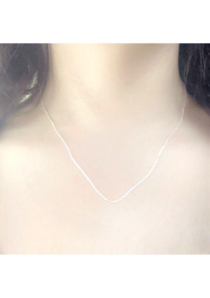 925 Ayar Gümüş Hayalet Zincir Kolye, Şık ve Zarif Tasarım, Beyaz Renk. modelleri