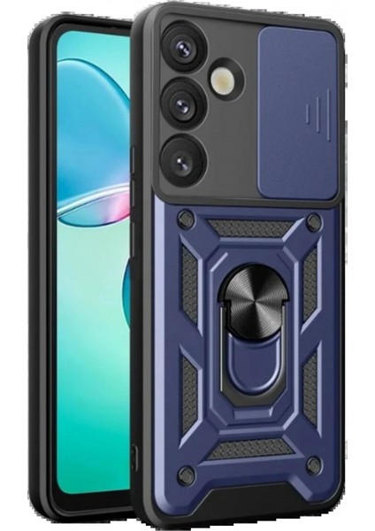 Samsung Galaxy S25 Kılıf Pars Lens Yüzüklü Silikon - Lacivert