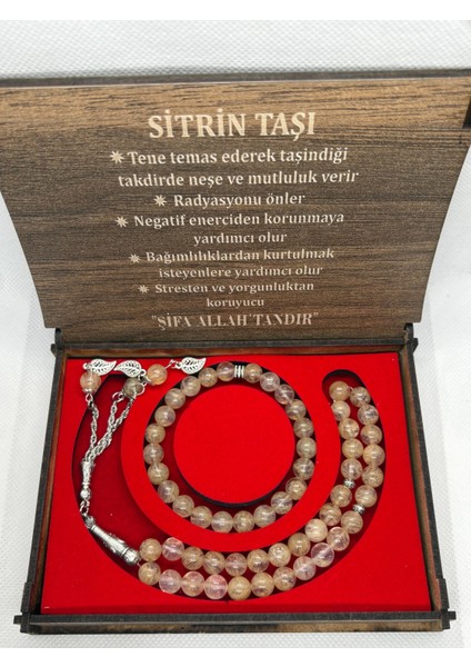 Sitrin Taşıyla Ahşap Kutuda Tesbih ve Bileklik Seti, Şık ve Doğal Tasarım fiyatları