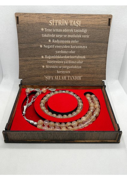 Sitrin Taşıyla Ahşap Kutuda Tesbih ve Bileklik Seti, Şık ve Doğal Tasarım modelleri