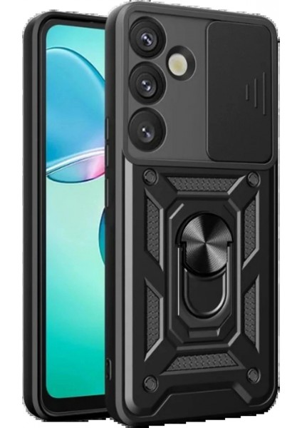 Samsung Galaxy S25 Plus Kılıf Pars Lens Yüzüklü Silikon - Siyah