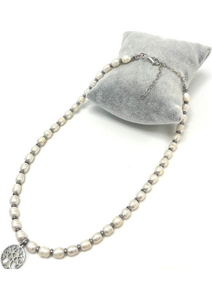 Gerçek Inci Çelik Hayat Ağacı Gümüş Kolye Uzatma Zinciri modelleri