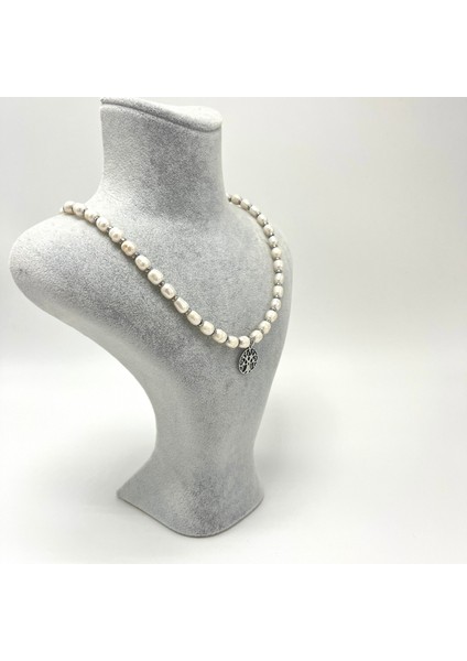 Gerçek Inci Çelik Hayat Ağacı Gümüş Kolye Uzatma Zinciri