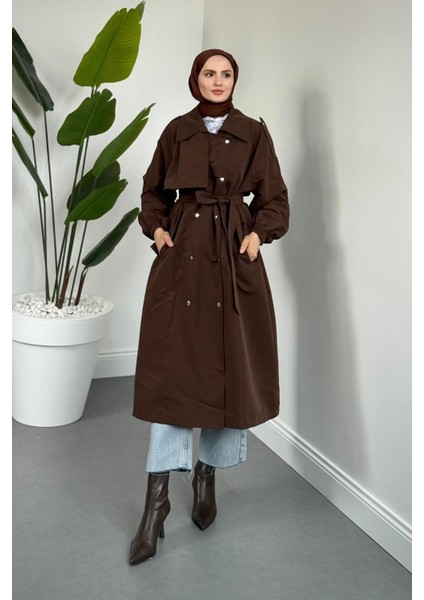 Haggy Çıtçıtlı Trençkot Kahverengi fiyatları
