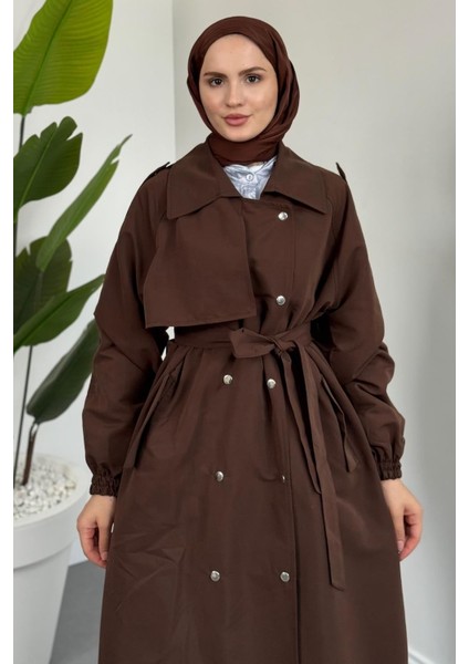 Haggy Çıtçıtlı Trençkot Kahverengi modelleri