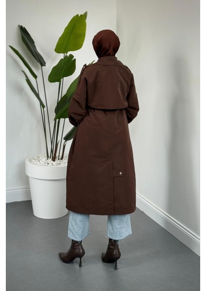 Haggy Çıtçıtlı Trençkot Kahverengi fırsatları