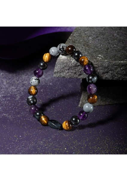 Kova Burcu 8mm Hematit Doğal Taş Bileklik, Renkli ve Şık Takı Seçeneği