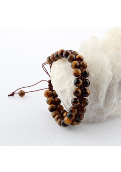 Doğal Kaplan Gözü Taşlı Bileklik, Kahverengi, 6 mm fiyatları