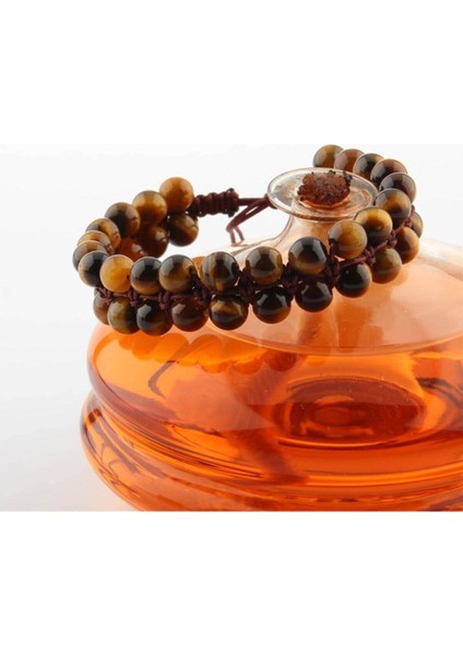 Doğal Kaplan Gözü Taşlı Bileklik, Kahverengi, 6 mm modelleri