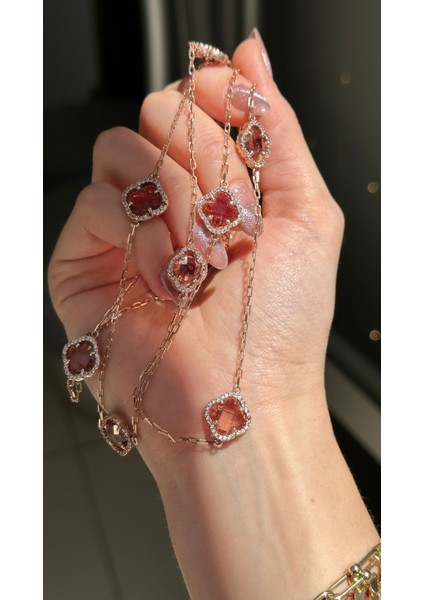 Kadın Uzun Gümüş Kolye, Sultanit ve Zultanit Taşlı, Şık Takı modelleri