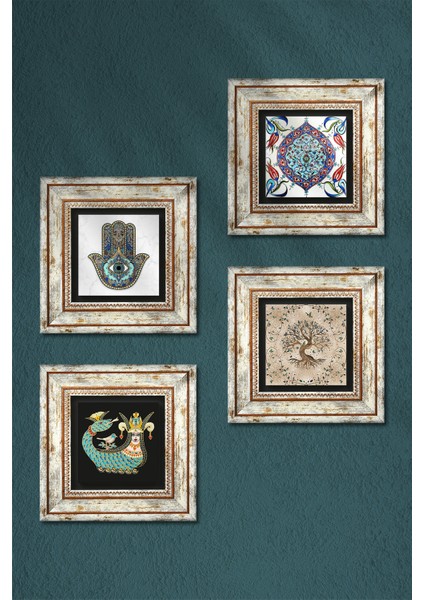 Çini ve Taş Detaylı, Kahverengi Duvar Dekoru, Sanatsal Tablo, Şahmeran ve Hayat Ağacı Motifli modelleri