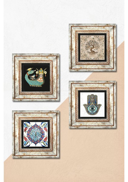 Çini ve Taş Detaylı, Kahverengi Duvar Dekoru, Sanatsal Tablo, Şahmeran ve Hayat Ağacı Motifli indirimleri