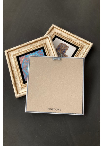 Çini ve Taş Detaylı, Kahverengi Duvar Dekoru, Sanatsal Tablo, Şahmeran ve Hayat Ağacı Motifli