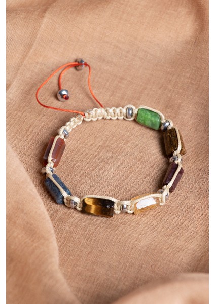 Doğal Taş Makrome Aslan Burcu Bileklik, Ayarlanabilir, Renkli, Şık Takı fiyatları