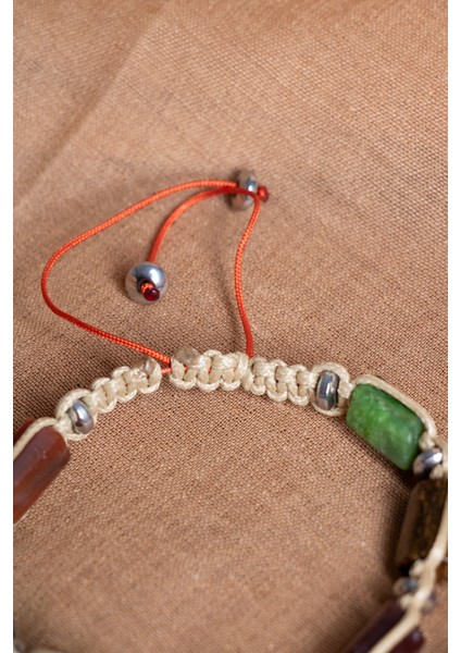 Doğal Taş Makrome Aslan Burcu Bileklik, Ayarlanabilir, Renkli, Şık Takı modelleri