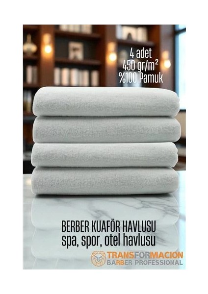 Bfs Kuaför Berber Havlusu 4 Adet Pamuk Berber Havlusu 50X90 Beyaz