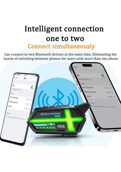 Bfs BT26 Motosiklet Kask Kulaklık Bluetooth Rgb Işıklı 2 Eşleşme Özellikli 1000 Mah Intercom
