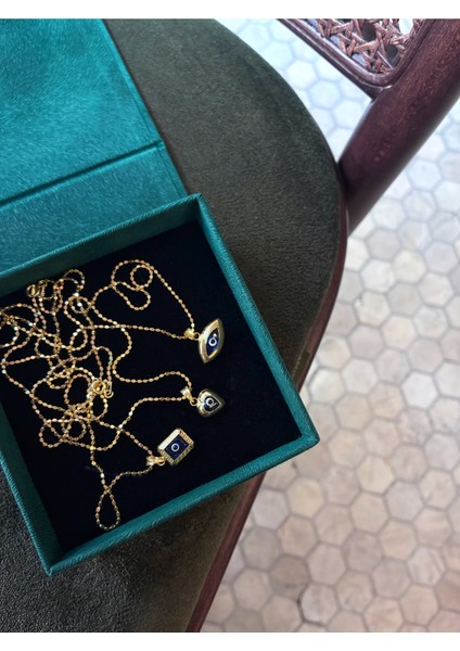 925S Gümüş Kare Nazar Kolye, Pul Zincir, Şık ve Zarif Takı fiyatları