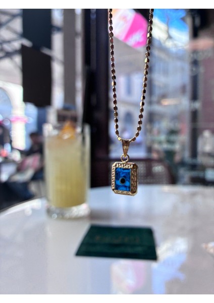 925S Gümüş Kare Nazar Kolye, Pul Zincir, Şık ve Zarif Takı fırsatları