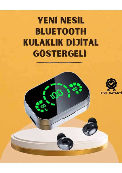 LED Ekranlı Kablosuz Kulaklık – Gürültü Önleyici Mikrofon ve Dokunmatik Özellikli