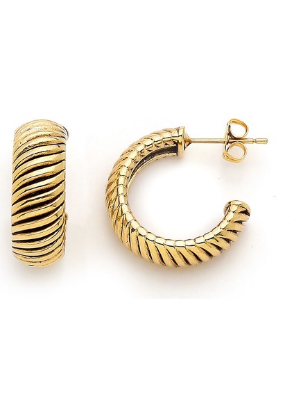 Şık Altın Kaplama Halka Iğneli Küpe, Zarif ve Modern Takı Seçeneği