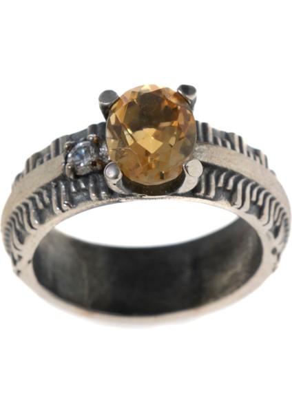 Doğal Sitrin Taşlı 925 Ayar Gümüş Yüzük, Şık ve Zarif Takı Seçeneği fırsatları