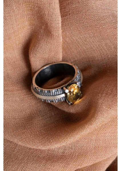 Doğal Sitrin Taşlı 925 Ayar Gümüş Yüzük, Şık ve Zarif Takı Seçeneği indirimleri