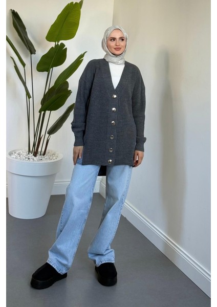 Ritim Yan Arka Kotlu Hırka Gri modelleri