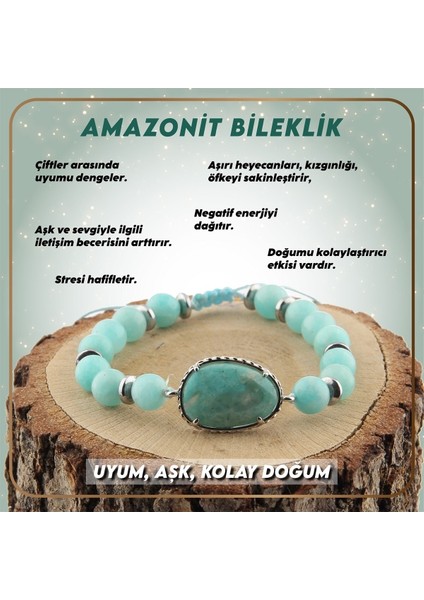 Doğal Amazonit Taşlı Renkli Bileklik, 8 Mm, Sertifikalı, Şık Takı