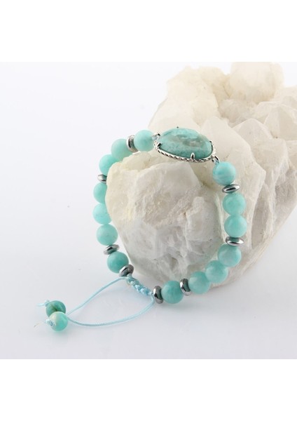 Doğal Amazonit Taşlı Renkli Bileklik, 8 Mm, Sertifikalı, Şık Takı modelleri