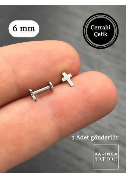 Gümüş Haç Piercing, Cerrahi Çelik, Burun, Kıkırdak, Helix, Tragus, Conch, Küpe fiyatları