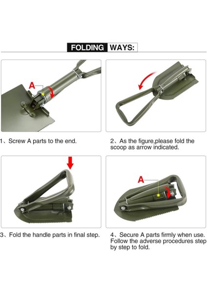 Profesyonel Portatif Katlanabilir Kürek ( Orta Boy 59 cm )