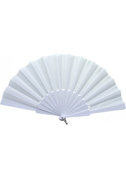 Plastik Düz Kumaş Yelpaze 12'li Beyaz