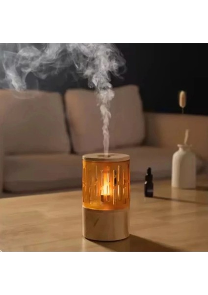 Mum Işığı Görünümlü Taşınabilir 125ML Kapasiteli Işıklı Aroma Yayıcı Hava Nemlendirici