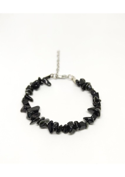 Doğal Siyah Obsidyen Kırıktaş Bileklik, Şık ve Doğal Taş Tasarımı