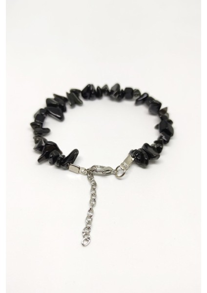 Doğal Siyah Obsidyen Kırıktaş Bileklik, Şık ve Doğal Taş Tasarımı fiyatları