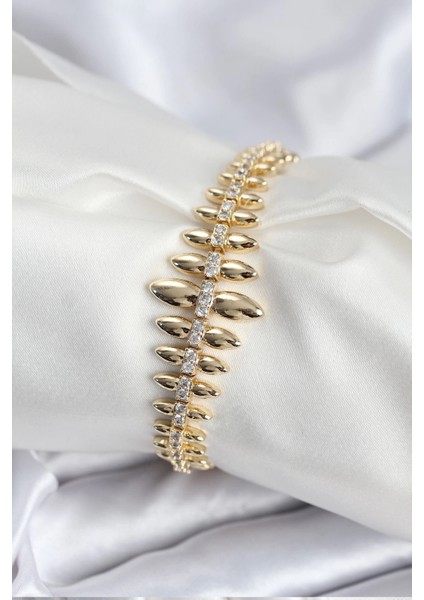 Bfs Pirinç Vıp Seri Gold Renk Sıralı Damla Model Kadın Bileklik