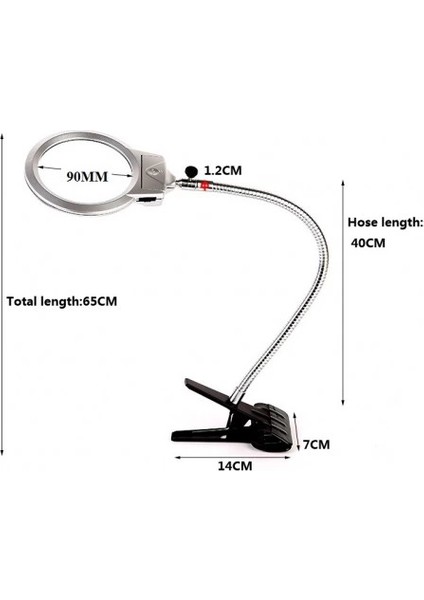 2.5X90 mm 5X24 mm Büyüteç, Mandallı Metal Hortumlu Masa Üstü Büyüteç modelleri