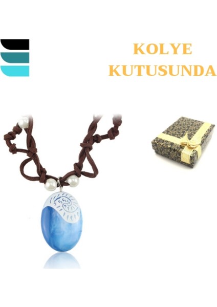 Mavi Taş Görünümlü Şık Kadın Kolye, Zarif Takı Aksesuar, Özel Tasarım