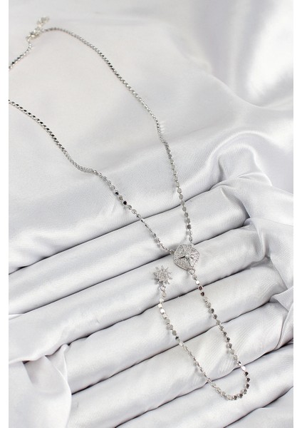 Bfs Pirinç Zirkon Taşlı Ezme Zincirli Madalyon Model Gümüş Renk Y Kolye fiyatları