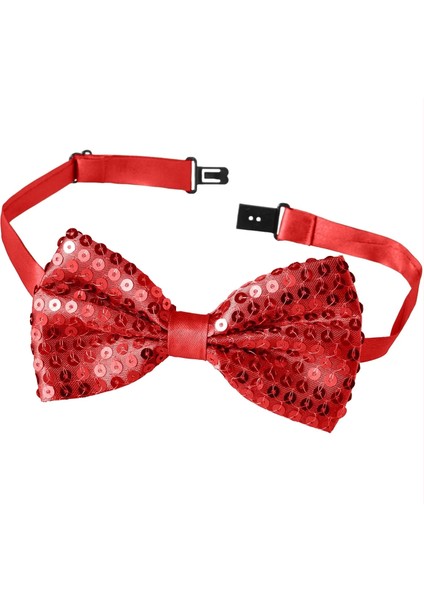 Gece Işıltısı Kırmızı Payetli Pullu Papyon 7x2 cm modelleri