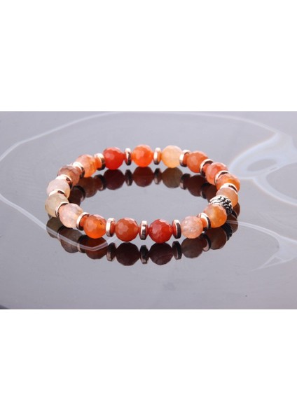 Çok Renkli Akik Hematit Doğal Taş Fasetli Bileklik 8 Mm, Şık ve Enerji Dolu Takı indirimleri