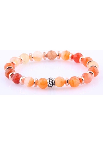 Çok Renkli Akik Hematit Doğal Taş Fasetli Bileklik 8 Mm, Şık ve Enerji Dolu Takı