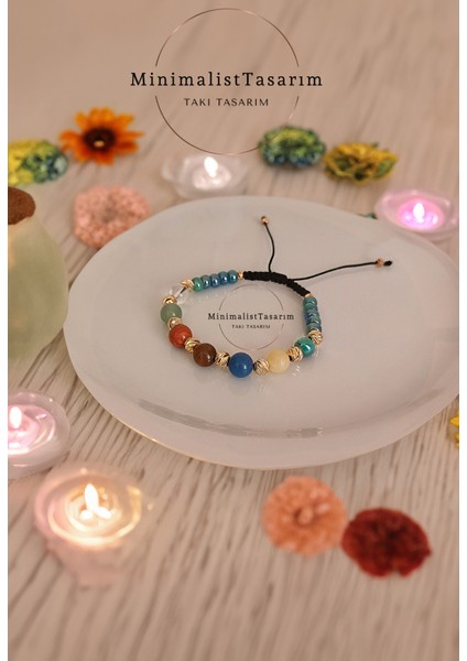 Renkli 7 Çakra Doğal Taş Bileklik, Enerji ve Denge Bilekliği fiyatları