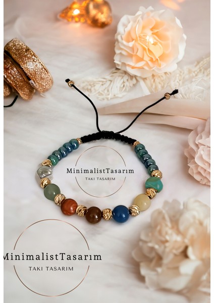 Renkli 7 Çakra Doğal Taş Bileklik, Enerji ve Denge Bilekliği modelleri