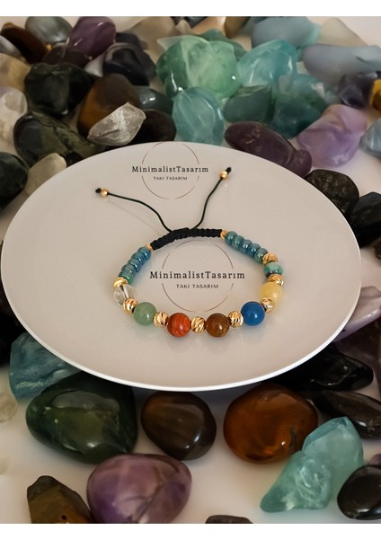 Renkli 7 Çakra Doğal Taş Bileklik, Enerji ve Denge Bilekliği fırsatları