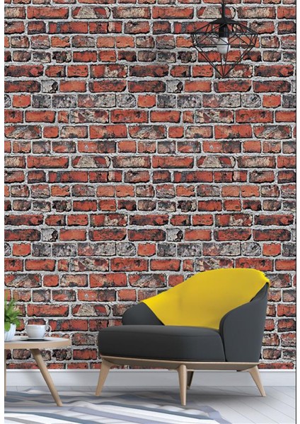 3D Ateş Tuğla Desenli, Silinebilir Duvar Kağıdı, 5,3 M², Şık ve Dayanıklı Tasarım fiyatları
